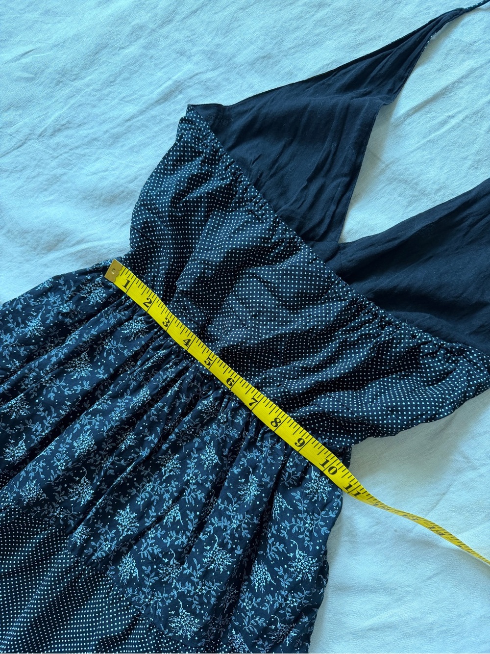 Vintage cotton Black Polka Dot and floral Halter dress medium - Picture 12 of 14